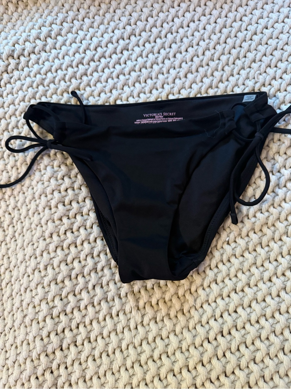 Victoria's Secret Black Tie-Side Bikini Bottoms